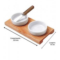 Porta Patê 10x22,5cm Com 2 Cumbucas e 1 Espátula